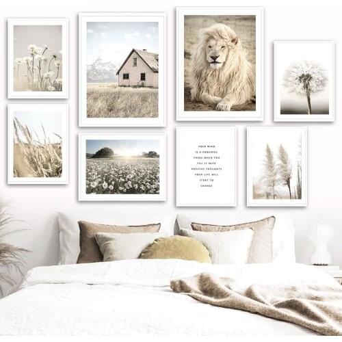 Reed Dandelion Daisy Lion Nature Landscape Art Canvas Painting Nordic Posters And Prints Wall Pictures For Living Room Decor