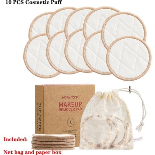 10PCS Coton Demaquillant Lavable Bamboo Makeup Remover Pads Washable Rounds Clean Facial Cotton Reusable Makeup Tools