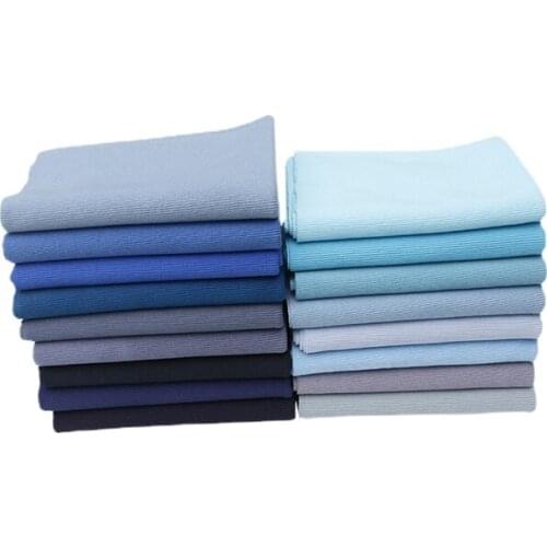 Width 43'' 2x2 Blue Series Simple Elastic Rib Pure Cotton Fabric By The Yard For Neckline Cuff Accessories Material
