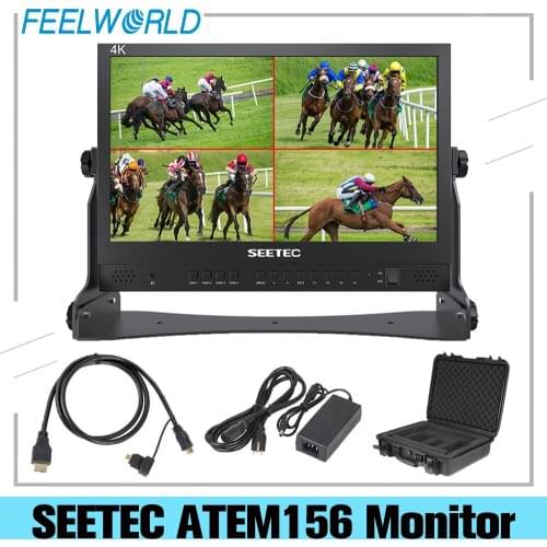 SEETEC ATEM156 15.6 Inch Live Streaming Broadcast Director Monitor with 4 HDMI Input Output Quad Split Display for ATEM Mini