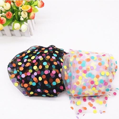100*150cm Colour Small Dot Tulle Printed Fabric Clothing Veil Background Decoration Material DIY Handcraft Sewing Mesh Supplies
