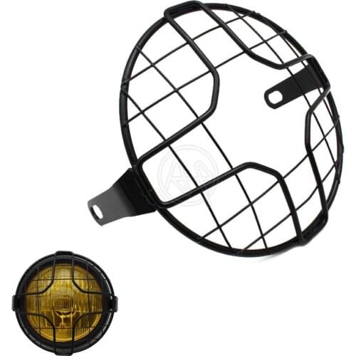 For Harley Honda CB400 CB500 Racer Universal 6.5 " Motorcycle Front Headlight Grill Protector Cover For Triumph Suzuki Kawasaki