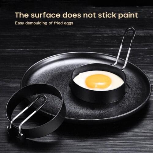Stainless Steel Omelette Mold Round Nonstick Fried Egg Shaper With Foldable Handle Circle Egg Mold Kitchen Gadgets Cooking Tool