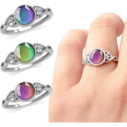 Vintage Retro Color Change Mood Ring Oval Emotion Feeling Changeable Ring Temperature Control Color Rings for Women Men Couple