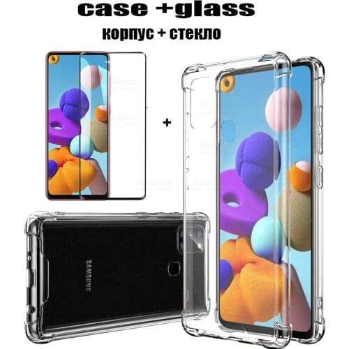 Tempered Glass +case for Samsung Galaxy A21s screen protector For Samsung GalaxyA21s A 21S 21 S M-A217F Clear Sklo Cover