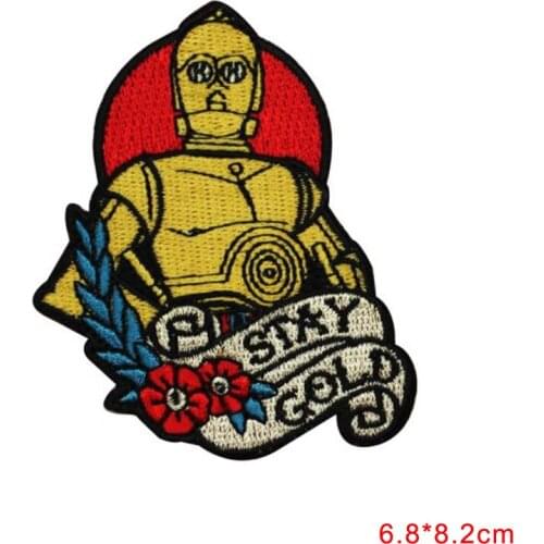 Robot Character Fan Stay Gold Patches DIY Applique Patches For Clothing Trousers Bags Stickers Sewing Accessories
