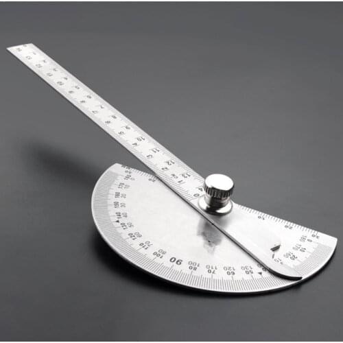 1PC 150MM 0-180 Degrees Protractor Angle Ruler Stainless Steel Round Head Rotary Protractor J3