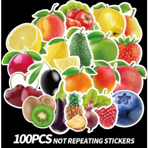 100pcs Fruits Vegetables Green plants Cartoon Cute Stickers For Scrapbook Notebook DIY Adesivi Sticker Decal Craft Supplies