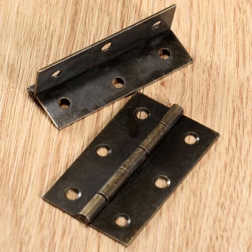 2pcs/lot Antique Bronze Hinges 60*37mm 6 holes Iron Decor Vintage Wooden Jewelry Gift Box Wine case Furniture Accessory w/screws