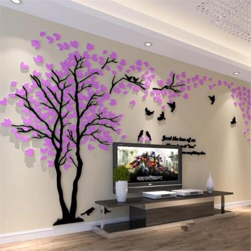 1Pcs 250x130cm 3D Texture Acrylic Tree TV setting Wall Decal Living Room Trees For Walls Stickers Warmth Home decor Wall Decal