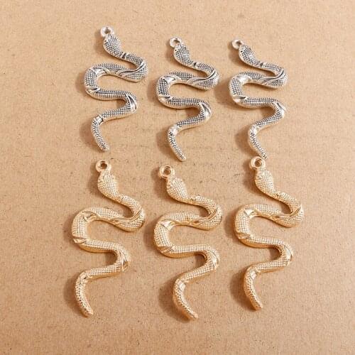 5pcs 54x26mm Long Statement Animal Snake Pendants Charms for Making Bracelets & Necklaces Two Color Handmade Jewelry Accessories