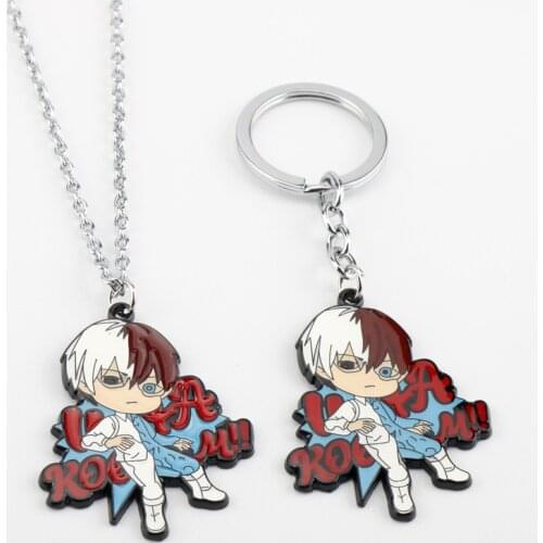 5 pcs/lot Anime My Hero Academia Todoroki Shoto Cartoon Character Mini Keychains pendant necklace for boys and girls Crops