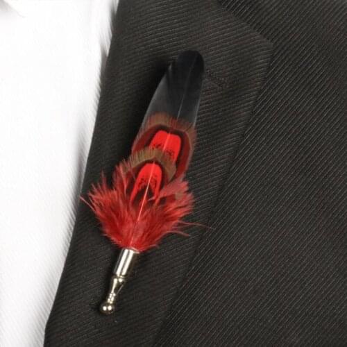 5 pcs/ lot New Vintage Boutonniere wedding brooch with feather Women Men Suits Jewelry Accessories Designer Pins Badge Corsage