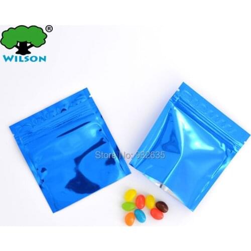 Free shipping 100pcs shiny blue 3.5''x4'' (9x10cm) for1-5g plastic zip lock bags bottom fill need heat sealer to sealing bottom