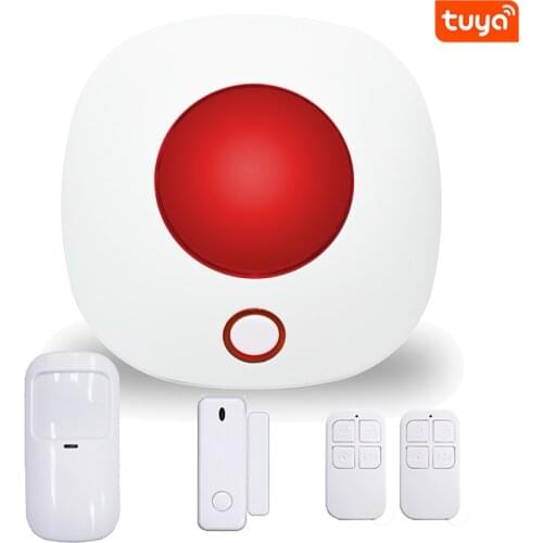 Wireless Strobe Siren 433Mhz Support Tuya Wifi APP Smart Life Flash Alarm With Door Open Sensor PIR Detector