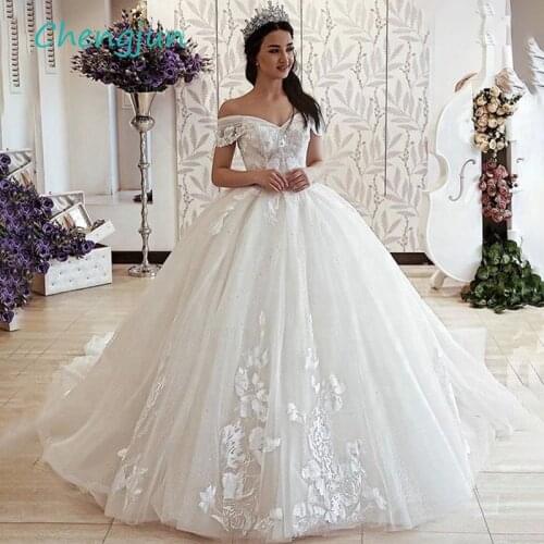 Chengjun New Design Sweetheart Tulle Ball Gown Lace Applique Luxury Wedding Dress