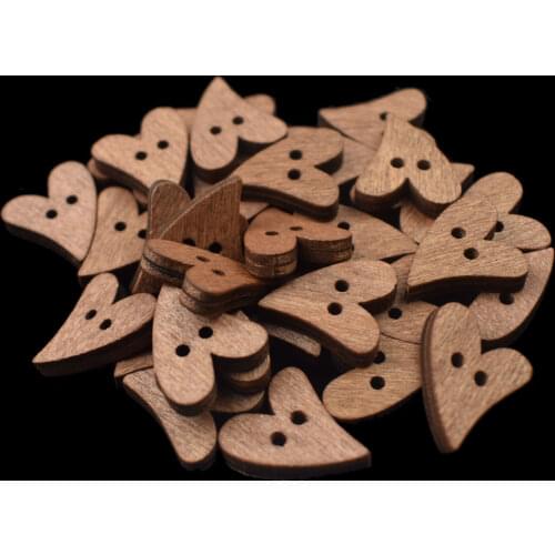 100 PCS/set Heart Shape Wooden Buttons Craft Scrapbooking 2mm for Garment Accessories Clothes Scrapbooking Decor Sewing Buttons