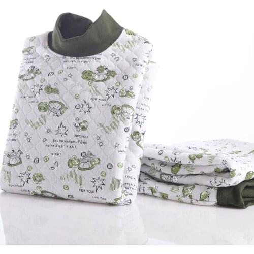 Winter Thermal Underewar Kids Cotton Teenage Sleepwear Winter Long John Children Turtleneck Pyjamas Set Long Johns Set 3-16Years