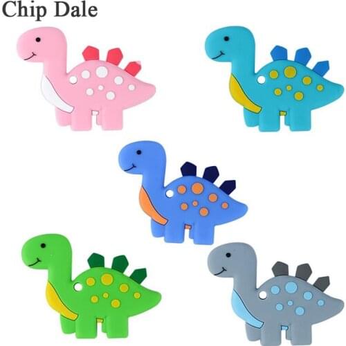 Chip Dale 1Pc Dinosaur Baby Teethers Silicone Chew Toys Baby Teething Nursing Pendant Necklace Accessory BPA Free