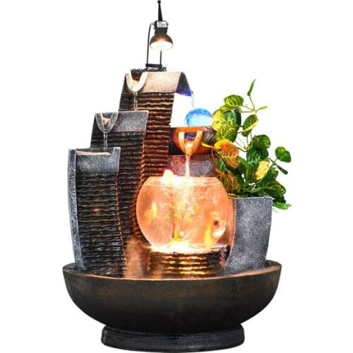 Home fish tank water fountain office desktop living room creative transfer ball ornaments