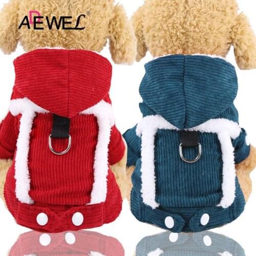ADEWEL Double Layer Thick Warm Corduroy Comfortable Cotton Velvet Christmas Dog Clothes Honden Kleding Color Matching Costume 2X
