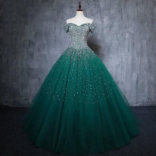 Custom made free shipping Beaded Ball Gown Quinceanera Prom Party Pageant Tull Mint Green Beaded Princess Birthday Ball Gown