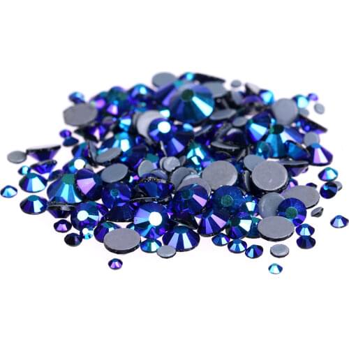 Nail Art Craft Garment DIY Accessories Diamonds Appliques Jet Color AB Hotfix Rhinestones Glue Backing Iron On Glass