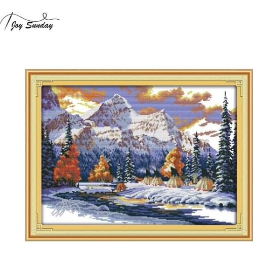 Joy Sunday The Snow of Winter Stamped Cross Stitch Kit Aida Fabric Cross Stitch Printed Canvas for Embroidery DMC DIY Needlework