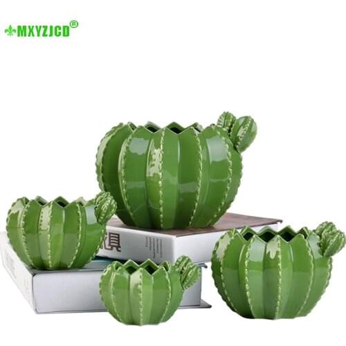 Cactus Ceramic Flower Pot Creative Plant Sculpture Crafts Decoration Succulent Plant Pot Home Decor Accessories Groot