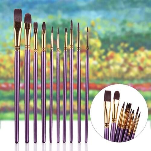 10pcs/set Watercolor Pen Paintbrush Nylon Hair Paint Brushes Artist Oil Painting Brush Set B99