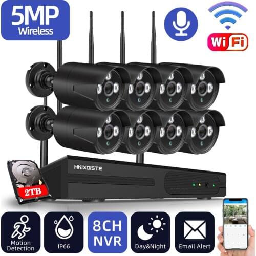 5MP CCTV Wifi Video Surveillance Kit 8CH Outdoor Waterproof Security IP Camera Wifi Wireless System Set 8 Channel NVR Kit ONVIF