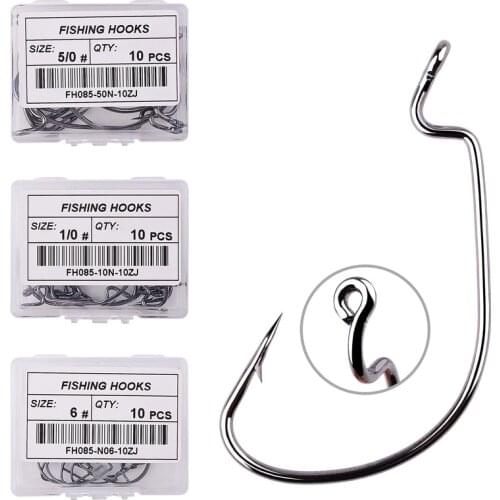 10pcs/ Box Fishing hook Offset 6# - 5/0# crank hook for soft worm bait fishhook crankbait fishing tackle accessories pesca hooks