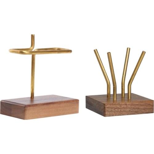 LXAF Black Walnut Wooden Base Brass Hand Coffee Filter Holder Dripper Pot Rack Filter Cup Adjustable Rack Stand Coffee Making