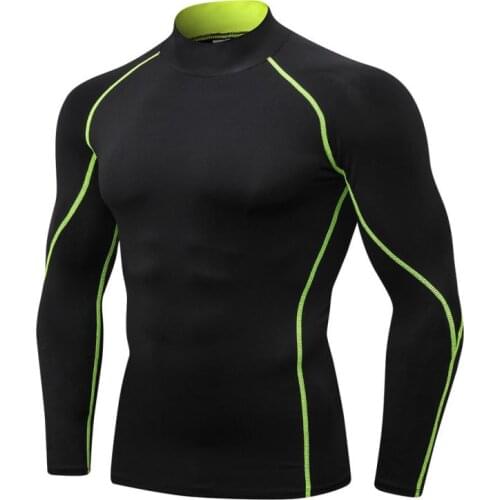 Men\s Quick Dry Running T-shirts Long Sleeved Training Compression Sport T shirts Breathable Fitness Gym Shirt Rashgard