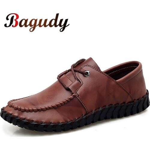 Handmade Split Leather Casual Shoes Quality Men Loafers Shoes Men Non-Slip Comfortable Flats Shoes Moccasins Shoes Size 38-47