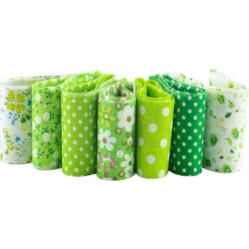 New arrivals100%cotton jelly roll green sets quilting textile 7pcs/ lot fabric strips for sewing dolls cloths tildas 5cmx100cm