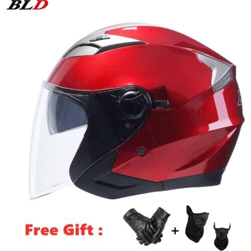 Open Face Dual Lens Visors Motorcycle Helmets Electric Bicycle Helmet Men Women Summer Scooter Motorbike Moto Bike Helmet