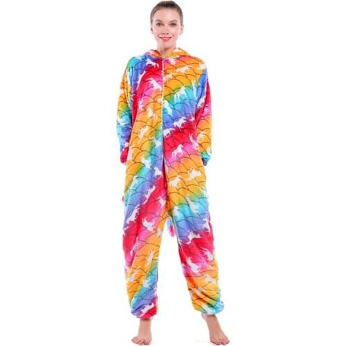 Unicorn Pajamas Stitch Panda Adults Animal Onesie Women Men Couple 2020 Winter Pajamas Suit Cat Sleepwear Flannel Pijamas Pyjama