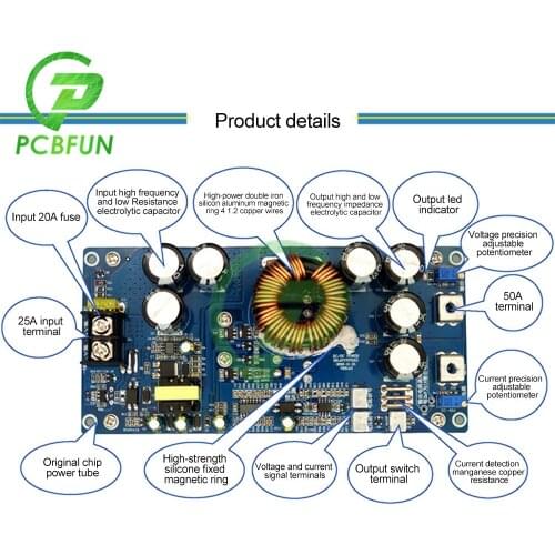 800W High Power DC Step-down Power Supply Output 30A Constant Voltage Constant Current Adjustable Input Voltage DC20V-70V Module