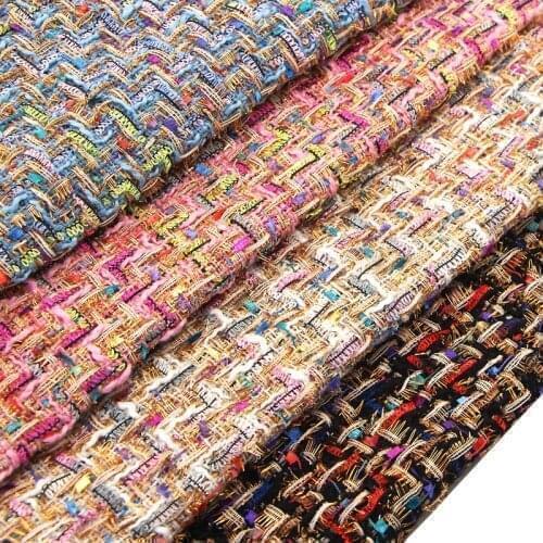Colorful Woven Yarn Dyed Tweed Fabrics Woolen High End Thick Autumn Winter Suit Coat Skirt Tweed Cloth Apparel Sewing Fabric