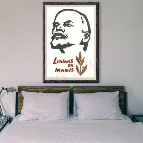 RE103 Retro Russian Style Painting Soviet Union Great Leader Lenin 35 Custom Silk Poster Home Deco Wall Art Christmas Gift
