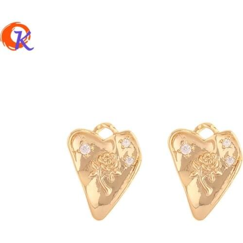 Cordial Design 20Pcs 14*18MM Jewelry Accessories/CZ Charms/Heart Shape/Genuine Gold Plating/DIY Parts/Hand Made/Earring Findings