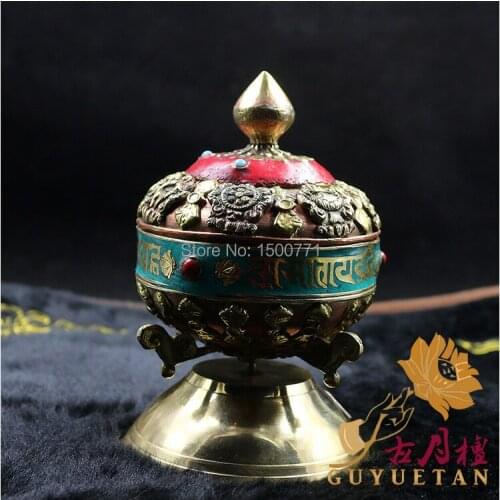 The Tibetan Buddhist Tantric ritual supplies Nepalese handmade copper ornaments mani prayer wheel