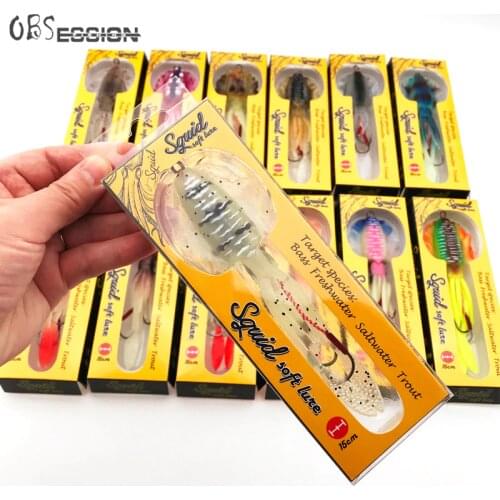 UV Squid Lure 60g15cm with hook lead insert Luminous fishing soft lure Soft silicone Octopus Wobblers bait Winter Fishing tackle
