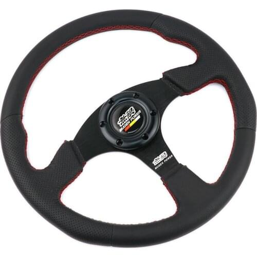 Red stitching Mugen 14inch Suede Leather Steering Wheel Tuning Drift Racing Car Steering Wheel