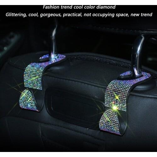Universal Storage Holder Car Interior Rhinestones Car Seat Back Hook Hanger Auto Crystal Headrest Mount Storage Holder
