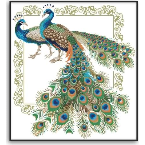 Cross Stitch Thread Embroidery Peacock Needlework 11CT 14CT Simple Living Room Decoration D060