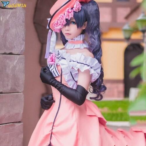 Anime Black Butler Ciel Phantomhive Lady Cosplay Costumes Women Fashion Fancy Party Dress for Halloween with Wig