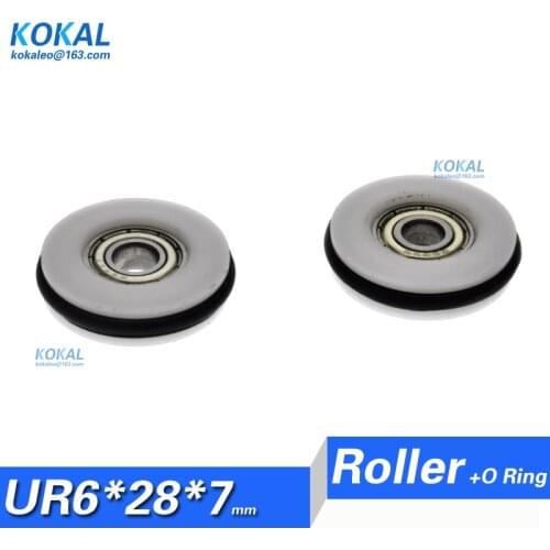 1pcs hot sale low noise mute elasticity Buna-N rubber POM plastic bearing ribbon loom machine fittings wheel 6X28X7mm