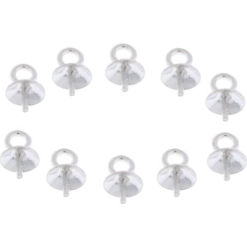 10 Pack 925 Sterling Cup Pearl Screw Eye Pin Bail Peg Pendants 3 Sizes to Select for Half-drilled Beads Jewelry Making